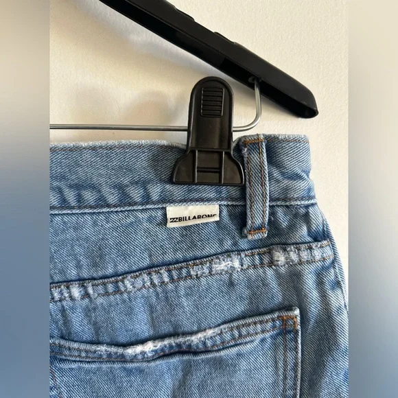Billabong Drift Away Blue Denim Distressed Boho Beach Jean Shorts size 27 - Picture 3 of 6